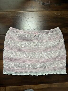 Women's Pink Lace Ultra Mini Skirt - Elegant Layered Design